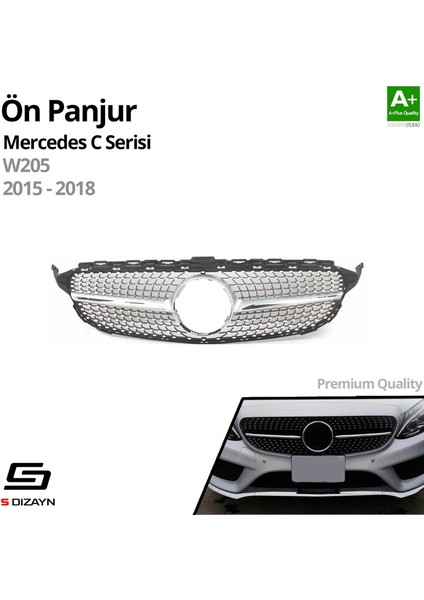 S-Dizayn Mercedes C-Class W205 Ön Panjur Krom Diamond Model 2015-2018