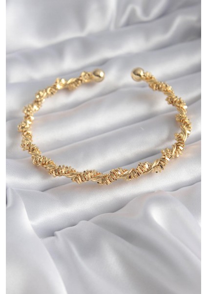 E-Bijuteri Çelik Gold Renk Sarmal Dorika Model Kadın Bileklik
