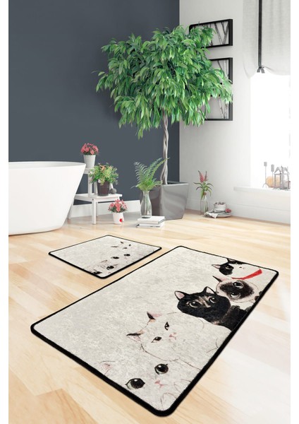 Angry Cats Djt 2 Li Set Banyo Halısı