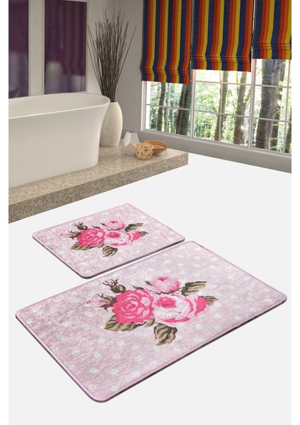 Monet Pembe DJT 2 Li Set Banyo Halısı