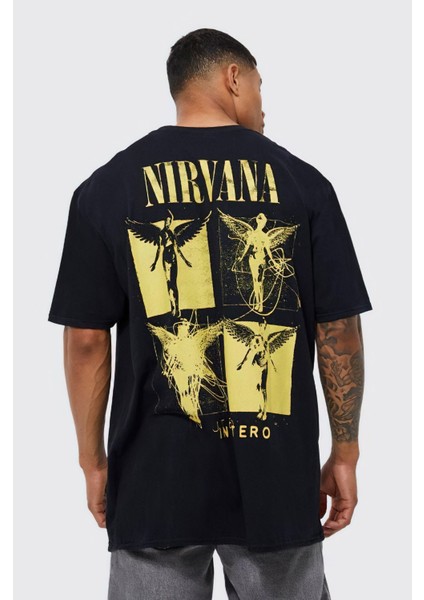 Bisiklet Yaka Baskılı Oversize Erkek T-Shirt