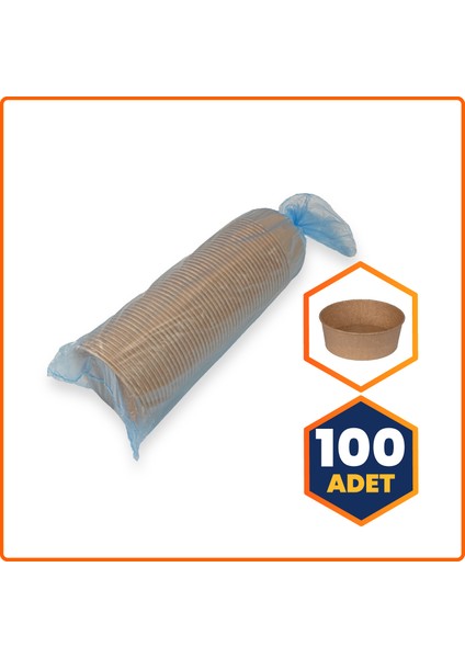 Karton Gıda Kasesi Kraft 38 Oz - 100 Adet