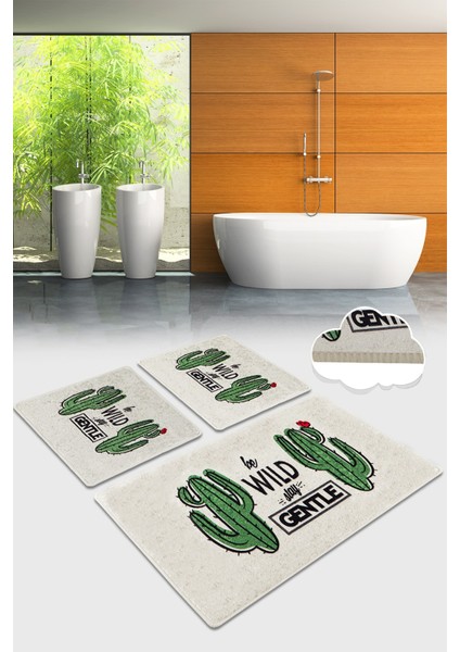 Gentle Banyo Halısı Djt 3 Lü Set Banyo Paspası Kaymaz Tabanlı Klozet Takımı