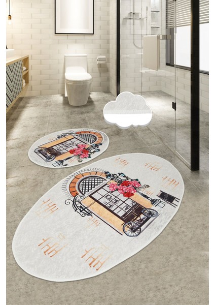 Cafe Dijital 2 Li Set Banyo Halısı