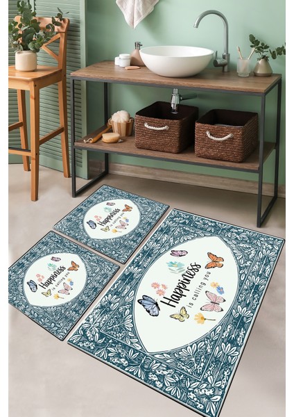 Callıng You 3'lü Set Banyo Halısı Banyo Paspası Djtbanyo