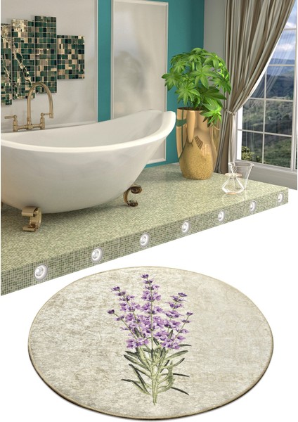 Lavender Dijital Çap 100 Cm Banyo Halısı Djt