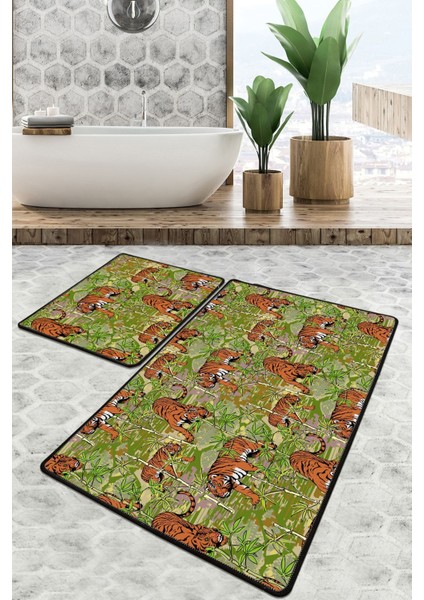 Ferox Banyo Halısı Djt 2 Li Set Banyo Paspası Kaymaz Tabanlı Klozet Takımı