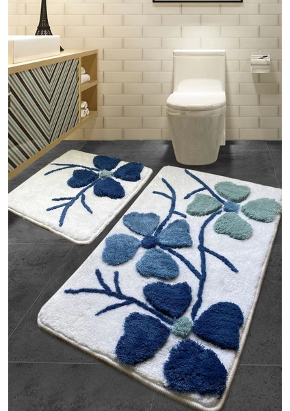 Chilai Home Kırçiçeği Mavi 2 Li Set Banyo Halısı Akrilik