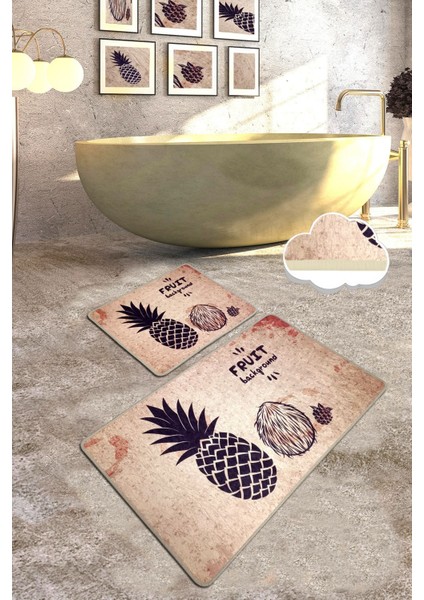 Ecuador 2'li Set Banyo Halısı Paspas Klozet Takımı Yıkanabilir , Kaymaz Taban Djtbanyo