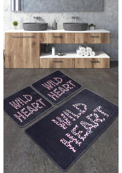 Wild Heart Banyo Halısı Djt 3 Lü Set