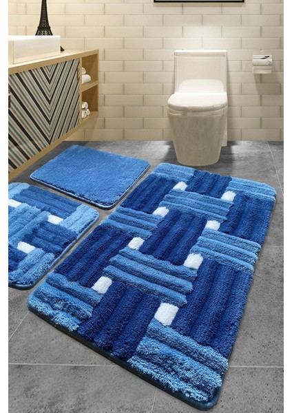 Piazza Mavi 3'lü Set Banyo Halısı