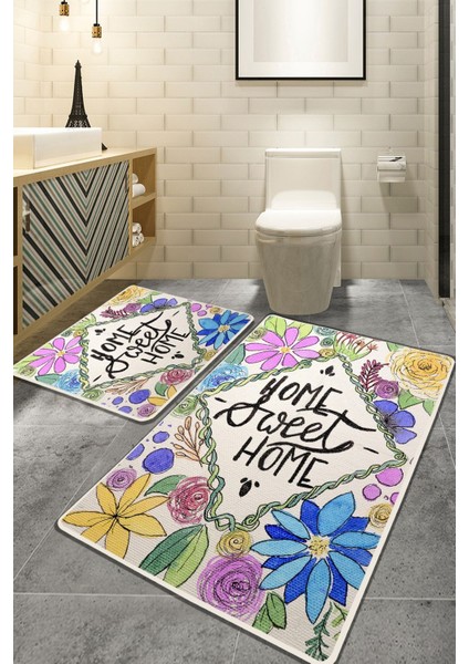 Topiary Banyo Halısı Djt 2 Li Set Banyo Paspası Kaymaz Tabanlı Klozet Takımı