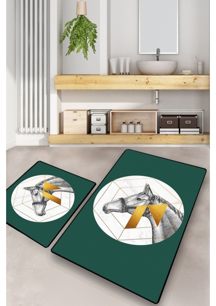 Horse Djt 2 Lı Set Banyo Halısı Banyo Paspası