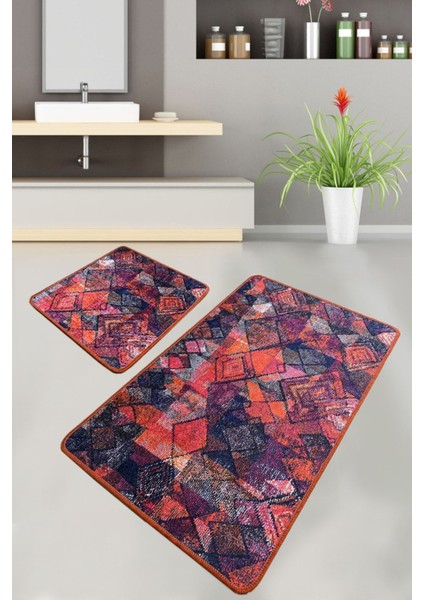 Monica Banyo Halısı 2'li Set Banyo Halısı Paspas Yıkanabilir Kaymaz Djtbanyo