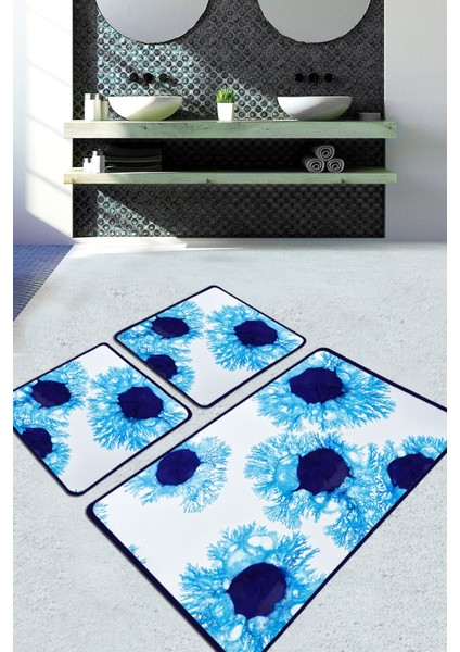 Unravel Banyo Halısı Djt 3 Lü Set, Banyo Halısı , Banyo Paspası Yıkanabilir