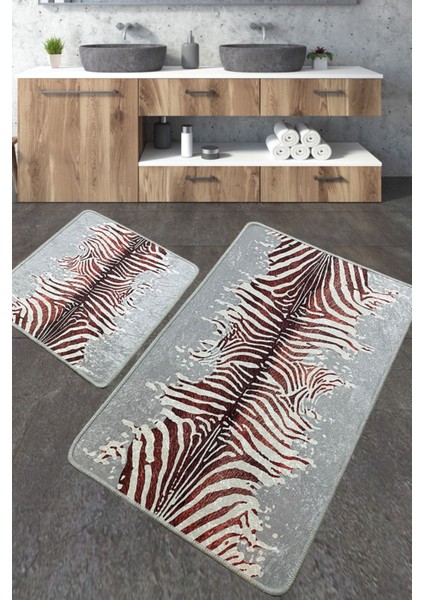 Sevra Banyo Halısı 2'li Set Banyo Halısı Paspas Yıkanabilir Kaymaz Djtbanyo
