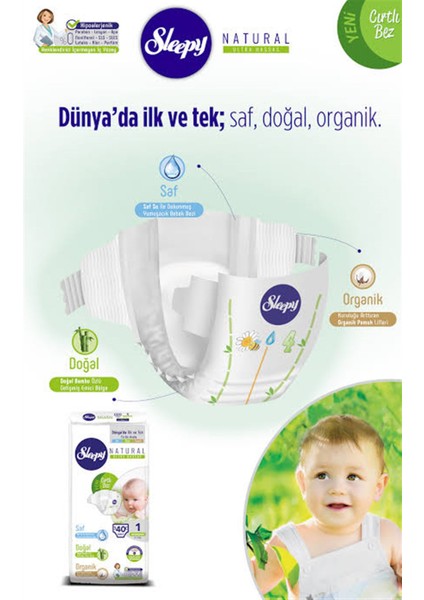 Sensitive Bebek Bezi 1 Beden Yenidoğan 2-5 Kg 40lı