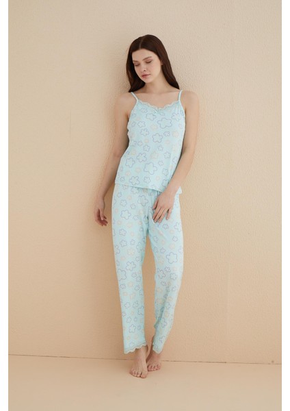 Kadın 80115-48 Ip Askılı Pijama Takımı Mint Yeşili modelleri