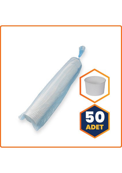 Karton Gıda Kasesi Beyaz 230 ml - 50 Adet