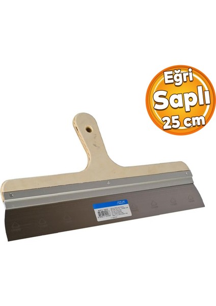 Ahşap Eğri Saplı Metal Macun Spatula Temizlik Boya Sıva Kazıma Harç Karıştırma Ispatulası 25 cm