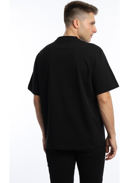 Erkek Oversize Fit Bisiklet Yaka Basic Tişört Siyah fırsatları