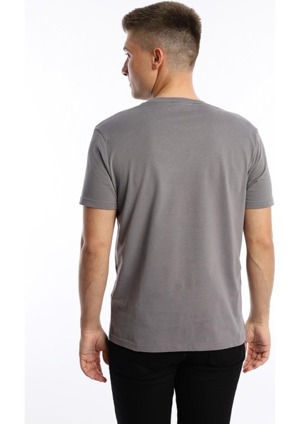 Erkek Golf Nakışlı Regular Fit Basic Tişört Gri fırsatları