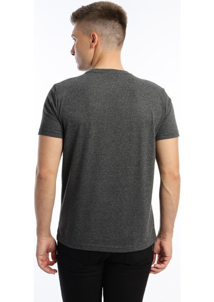 Erkek Golf Nakışlı Regular Fit Basic Tişört Antrasit Melanj indirimleri