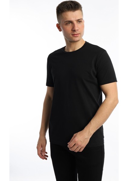 Erkek Golf Nakışlı Regular Fit Basic Tişört Siyah fiyatları