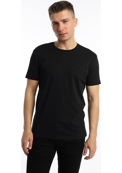 Erkek Golf Nakışlı Regular Fit Basic Tişört Siyah modelleri