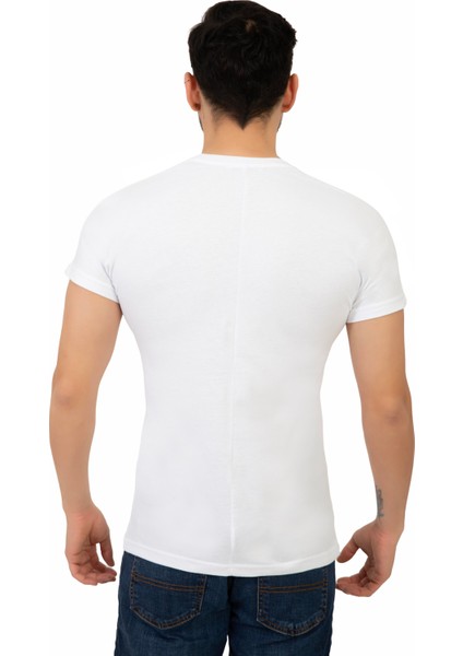 Erkek Bisiklet Yaka Regular Fit Basic Tişört Beyaz modelleri