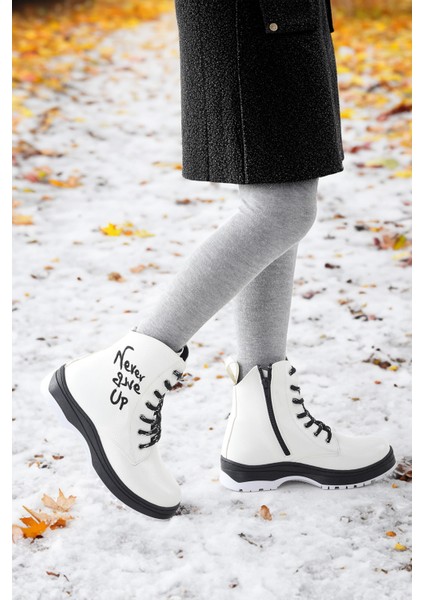 Termo Taban Kız Çocuk Bot 610 Çatlak Beyaz - Siyah