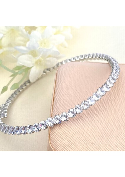 Choker Kolye Su Yolu Esnek Kelepçe Model Yüksek Kalite 316 L Çelik Silver 39 cm