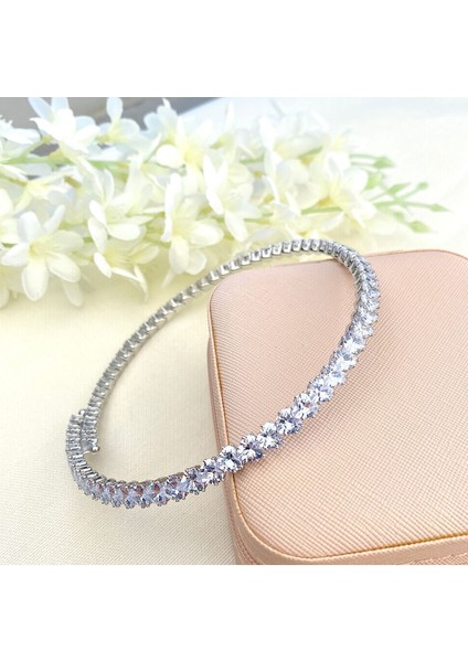 Choker Kolye Su Yolu Esnek Kelepçe Model Yüksek Kalite 316 L Çelik Silver 39 cm