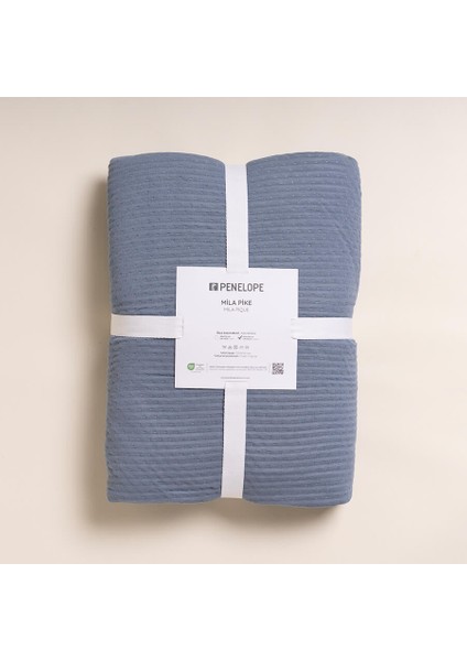 %100 Viskon Çift Kişilik Pike 220x240 cm Denim - Mila Serisi