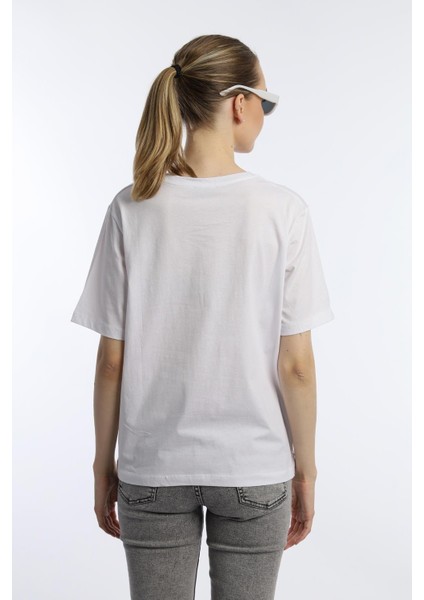 Kadın Art Atelier Baskılı Regular Fit Tişört Beyaz fırsatları