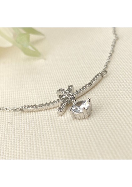 Xoxo Kolye Tiffany Model X Uçlu Zirkon Taşlı Çelik Silver 45+5 cm modelleri