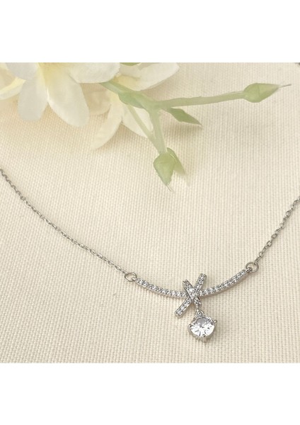 Xoxo Kolye Tiffany Model X Uçlu Zirkon Taşlı Çelik Silver 45+5 cm fırsatları