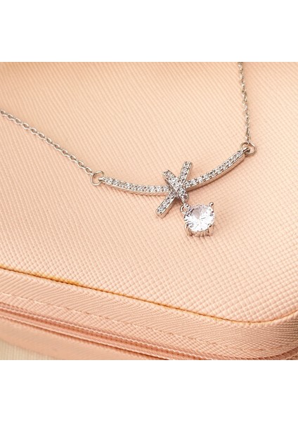 Xoxo Kolye Tiffany Model X Uçlu Zirkon Taşlı Çelik Silver 45+5 cm indirimleri