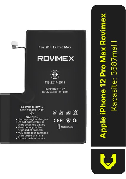 iPhone 12 Pro Max Batarya Pil - 3687 Mah