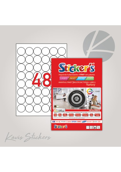 32,5 mm Oval Kesim A4 Stıcker Lazer Etiket