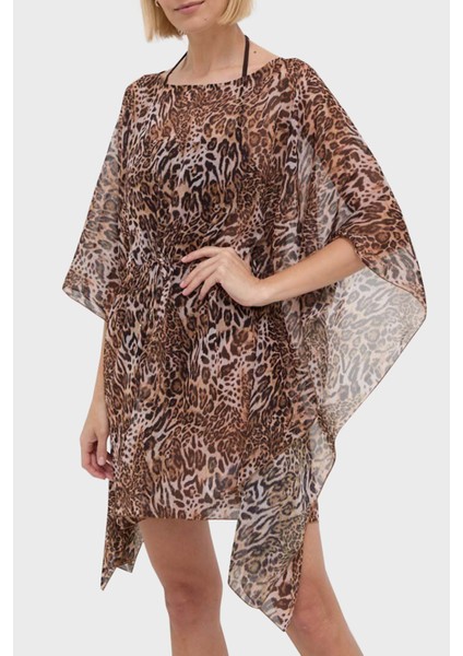 Leopar Relaxed Fit Büzgülü Kimono E4GK05WDW82 Bayan Kimono E4GK05 WDW82 P122