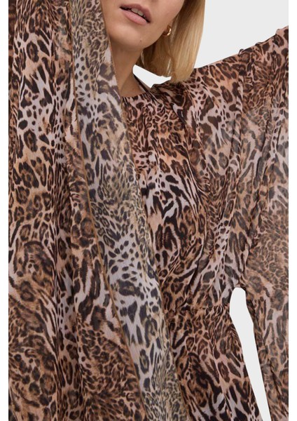 Leopar Relaxed Fit Büzgülü Kimono E4GK05WDW82 Bayan Kimono E4GK05 WDW82 P122