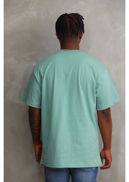 Baskılı Oversize T-Shirt - Mint Yeşili