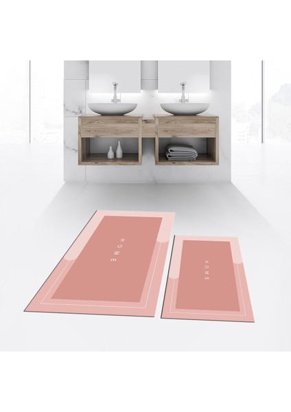 Dijital Baskılı Kaymaz Taban Yıkanabilir Ikili Banyo Paspas Klozet Takımı, V-Klozet-03-Pembe, fiyatları