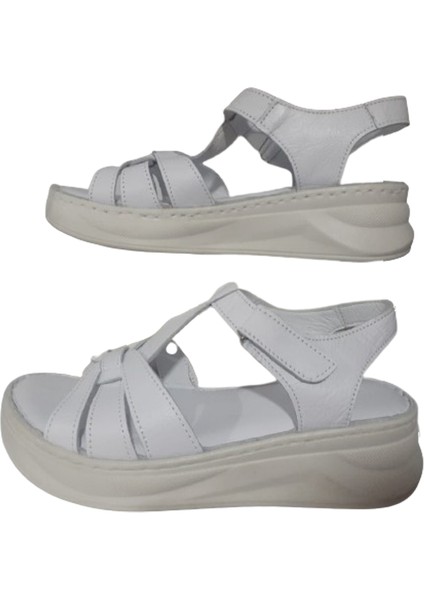 Kadın Beyaz Deri Ultra Hafif Ortopedik Taban Sandalet MR-W5922 modelleri