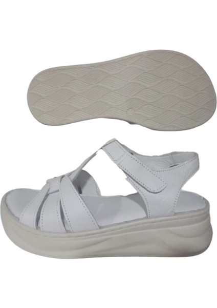Kadın Beyaz Deri Ultra Hafif Ortopedik Taban Sandalet MR-W5922 fırsatları