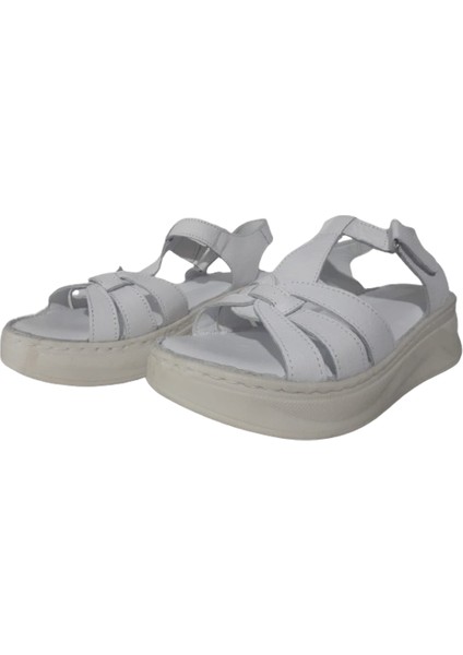 Kadın Beyaz Deri Ultra Hafif Ortopedik Taban Sandalet MR-W5922 indirimleri