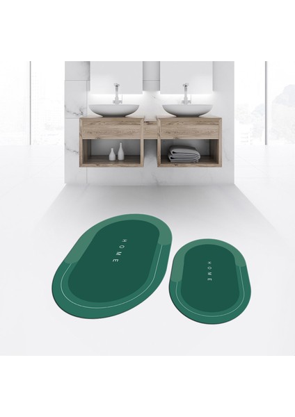 Dijital Baskılı Kaymaz Taban Yıkanabilir Oval Ikili Banyo Paspas Klozet Takımı, V-O-Klozet-03-Yeşil, fiyatları