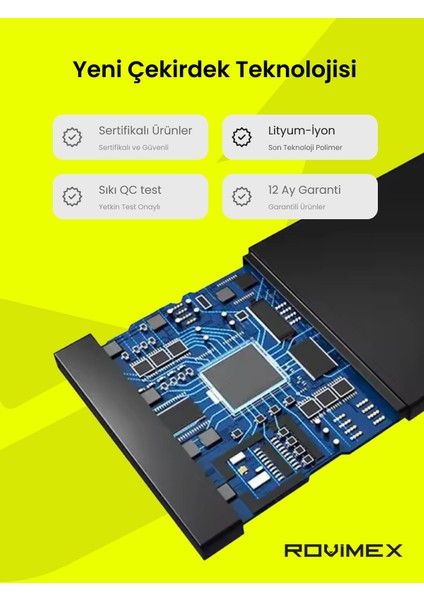 Apple iPhone 8g Rovimex Yüksek Kapasite Batarya Pil