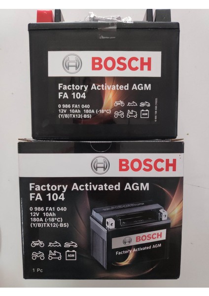 Bosch YTX12-BS 12 V 10 Amper 180 A Fabrikasyon Kurulumlu Kuru Akü